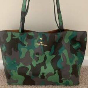 Simply Southern Faux Leather Large Camo + Sea Turtle Tote Bag Green
